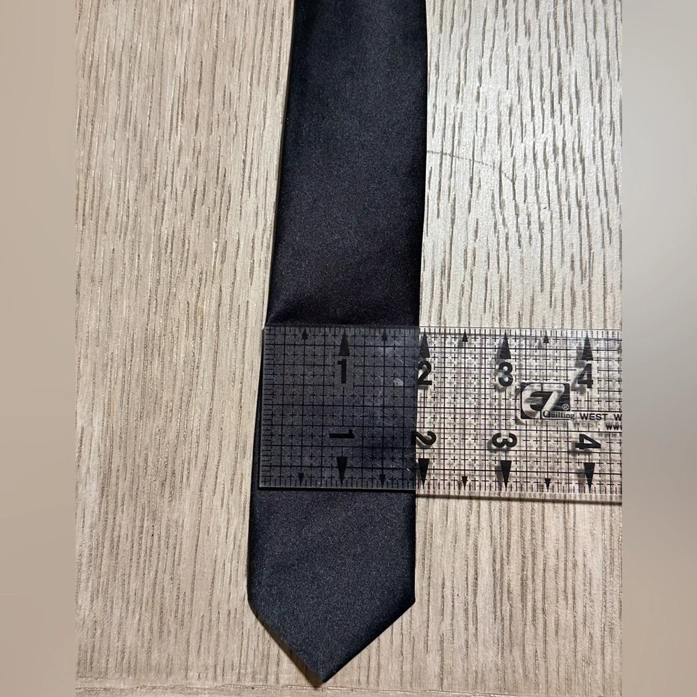 Black N Bianco Slim Black Neck Tie - Classic Solid (2” wide)